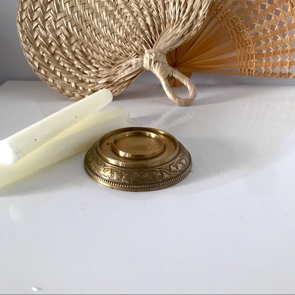 Vintage Brass Small Pillar Candle Holder - Picture 1 of 10